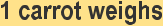 style="font-family:Arial,sans-serif;;font-size:16pt;color:#333333;">1 carrot weighsstyle="font-family:'Comic Sans MS',sans-serif;;font-size:14pt;color:black;">style="font-family:'Comic Sans MS',sans-serif;;font-size:14pt;color:black;">